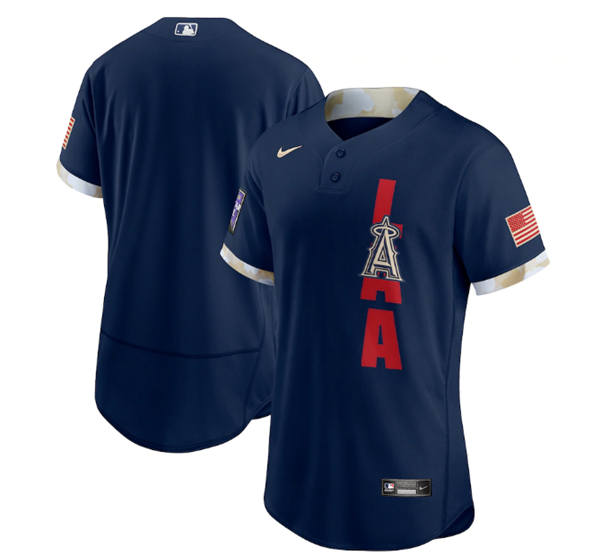 Men's Los Angeles Angels Blank 2021 Navy All-Star Flex Base Stitched MLB Jersey